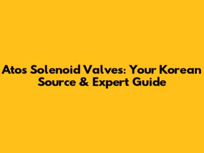 Atos Solenoid Valves: Your Korean Source & Expert Guide