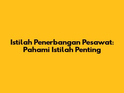 Istilah Penerbangan Pesawat: Pahami Istilah Penting